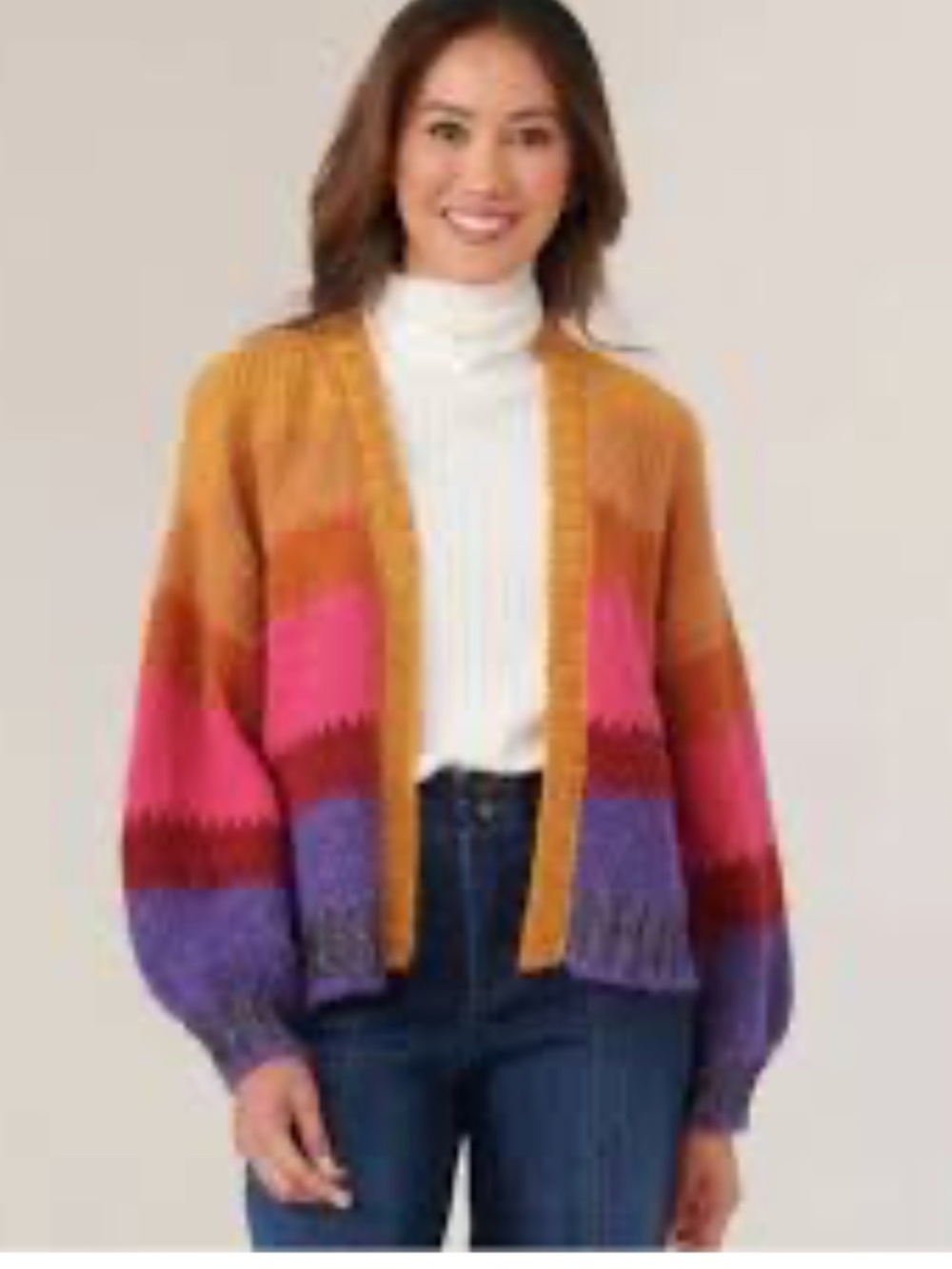 Cardigan Sweater Democracy Ombre Stripe Golden Amethyst